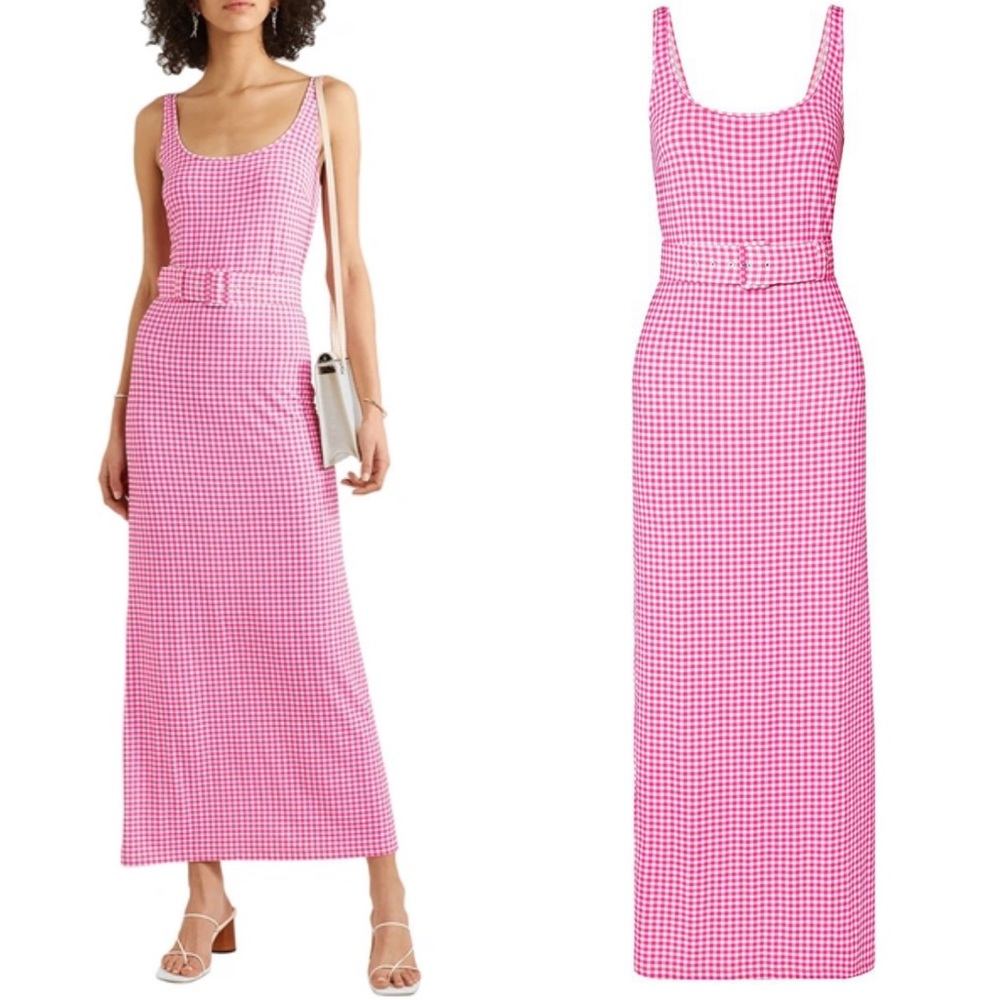 ✨ Bernadette Monica Belted Gingham Stretch Jersey Dress ✨